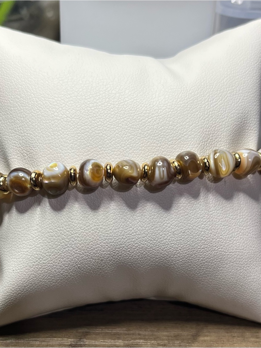 🤎 Handmade Natural Mocha Mother of Pearl Stretch Bracelet 🤎